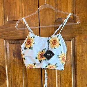 Zaful Sunflower Print Bikini Top